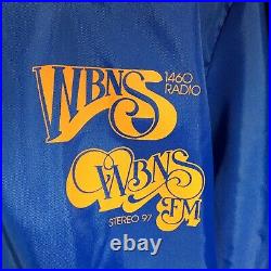 WBNS AM FM Radio Station Adult Large Button Up Blue Jacket Columbus Ohio Vtg 70s