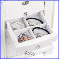 WHITE Large Vintage Wooden Jewelry Box for Women Jewelry Organizer Lock Key 10