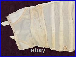 White Lace Up Corset Girdle Back Brace 1940s Vintage Large XL