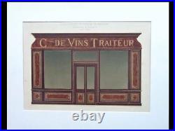 Wine Shop In France 1900 Large Lithograph Shop Front, Gruz