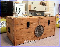 Wooden Chest Trunk Large Vintage Rustic Storage Blanket Box Coffee Table